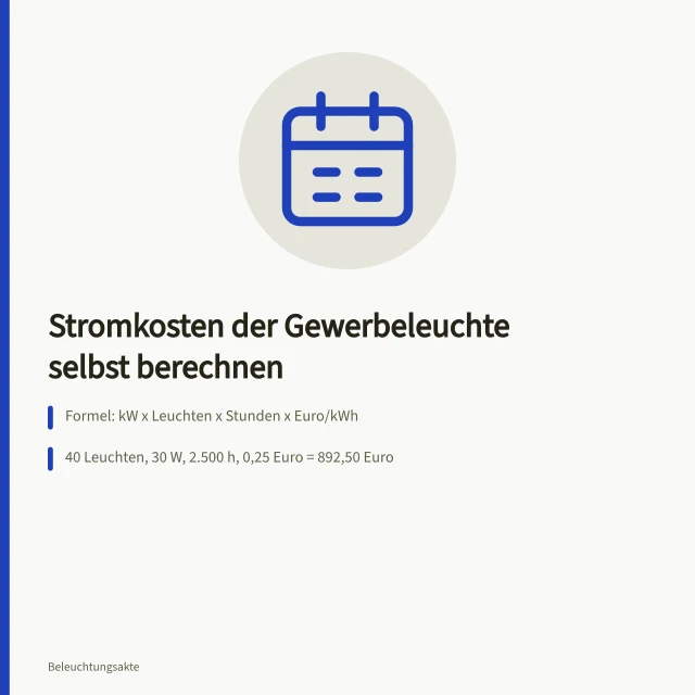 Rechnerische Ermittlung der Stromkosten einer Gewerbeleuchtung. Wie berechnet man die Stromkosten einer Gewerbeleuchtung selbst?